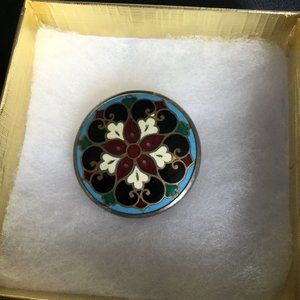 Silver Antique Button Pin (signed Liz Landers)